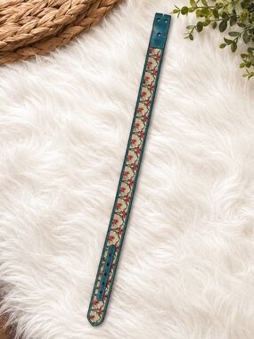 Vintage Western Ariat Floral Longhorn Belt | Turquoise Leather | Small 32”